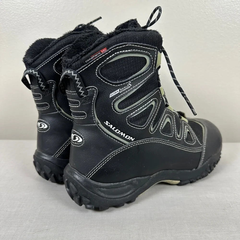 Salomon Men's 8‎ Winter Boots Black ClimaShield Waterproof Insulated